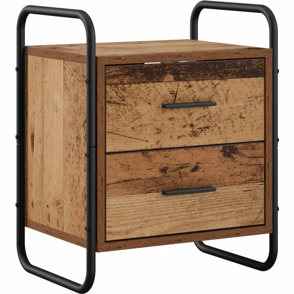 vidaXL Hangend nachtkastje 2 st Oud hout 40 x 30 x 50 cm Bewerkt hout Bruin