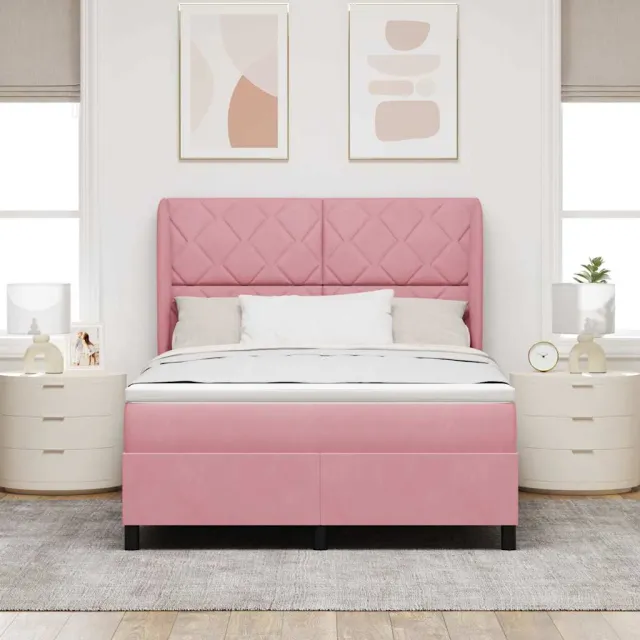 vidaXL Boxspringbed met hoofdeinde Roze 190 x 140 cm Fluweel