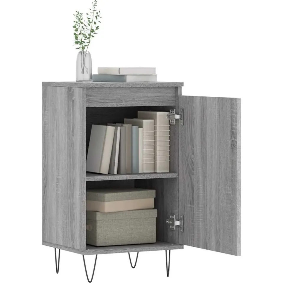 vidaXL Dressoir 40x35x70 cm bewerkt hout grijs sonoma, foto 4