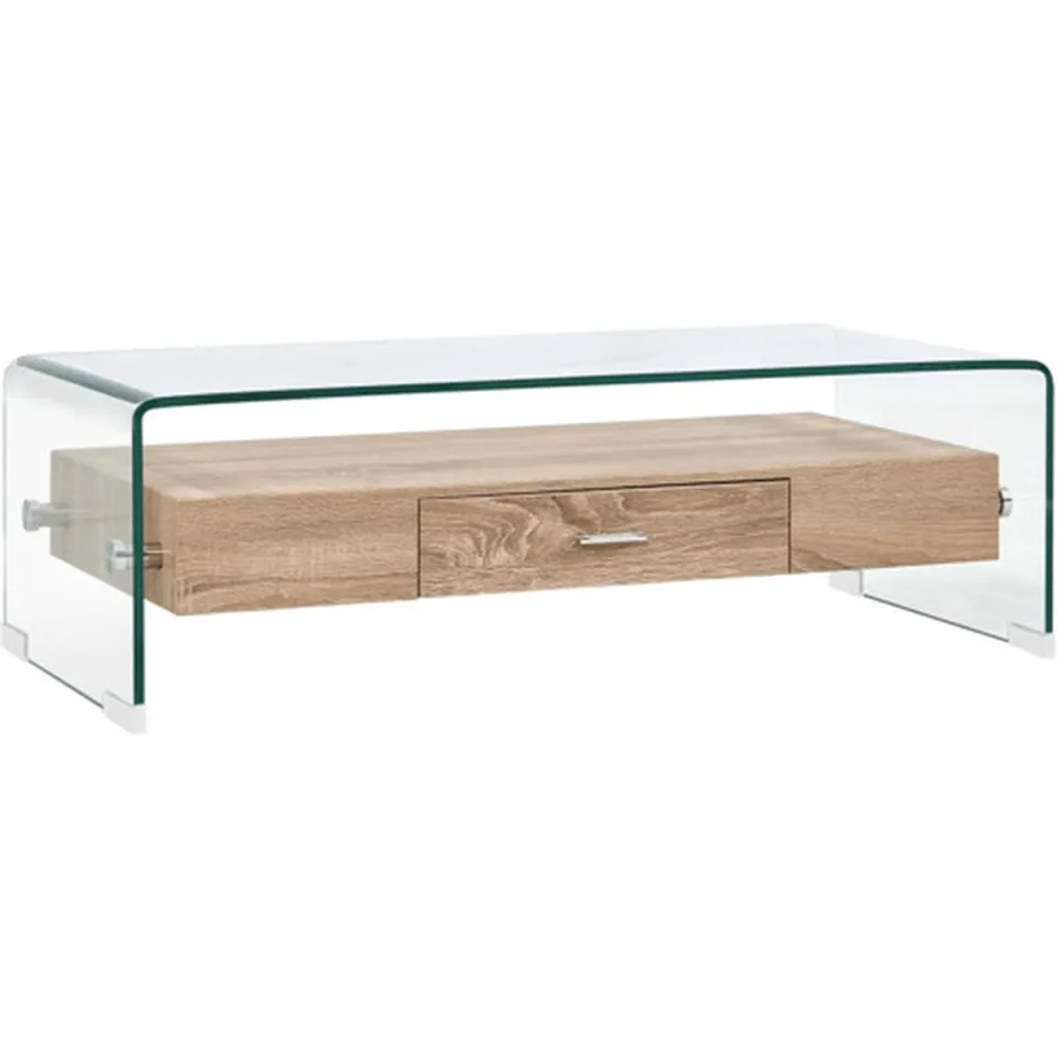 vidaXL Salontafel 98x45x31 cm gehard glas transparant transparent, foto 2