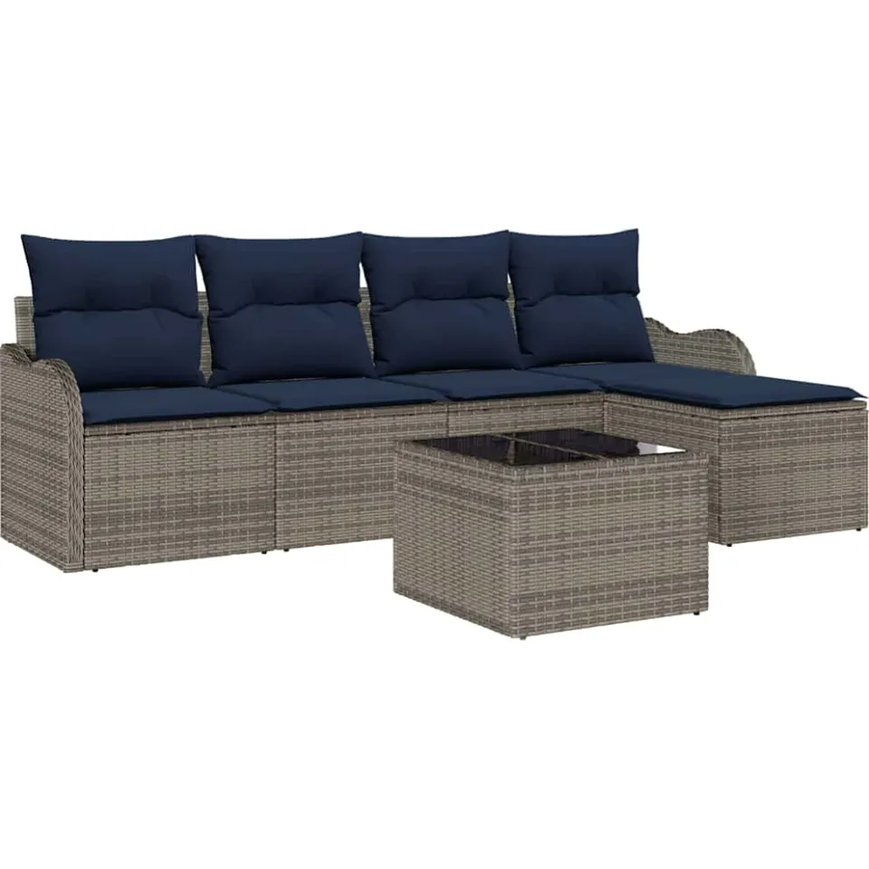 vidaXL Tuin Sofa Set Grijs poly rattan