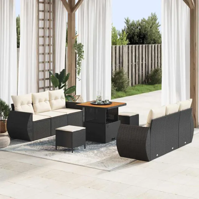 vidaXL Tuin Sofa Set Zwart poly rattan, foto 2
