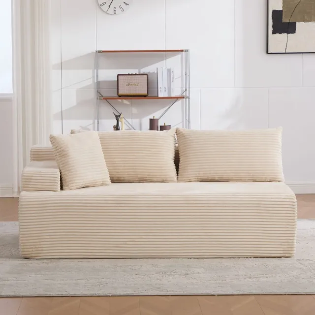 MEUNIQ 2-zitsbank beige van chenille, 172 x 99 x 74,5 cm, zachte zitbank met lage vormgeving en anti-slip onderzijde voor woonkamer en werkkamer
