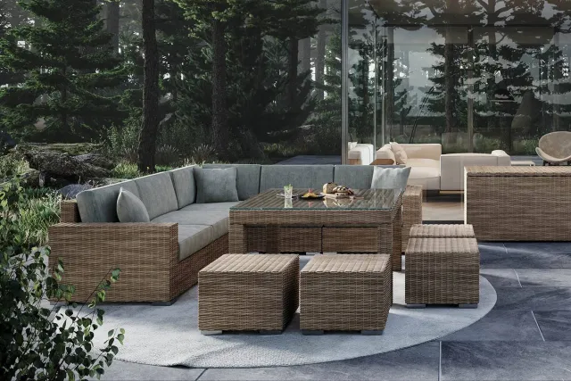 Oltre Milano IV Royal - Polyrattan Hoekloungeset - Zandkleurig - 8 zitplaatsen
