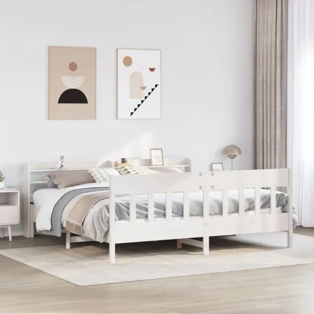 vidaXL Bedframe zonder matras massief grenenhout wit 180x200 cm