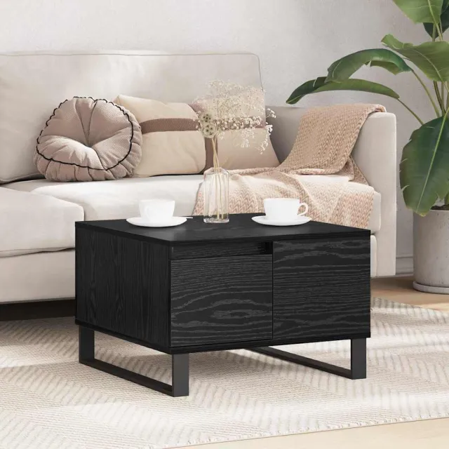 vidaXL Salontafel Zwart Eiken 55 x 55 x 36,5 cm Bewerkt hout