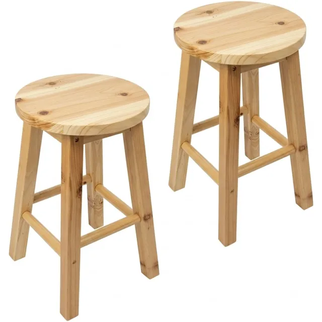 BEGRYF Tabouret set van 2 - naturel - grenenhout - 28 x 28 x 46 cm
