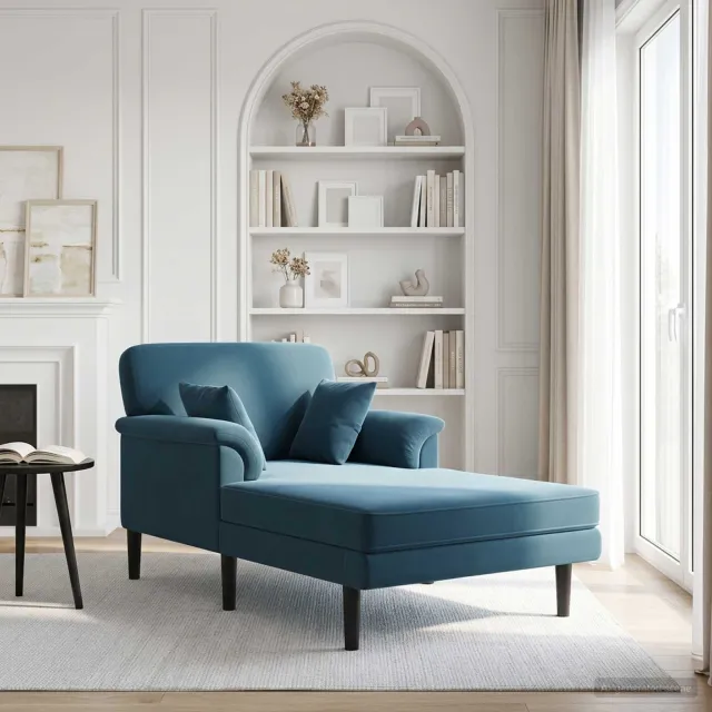 vidaXL Chaise longue Blauw fluweel, foto 2
