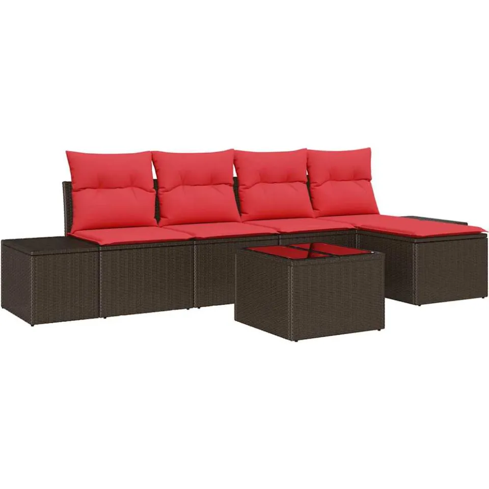 vidaXL Tuin Sofa Set 6 st Bruin poly rattan