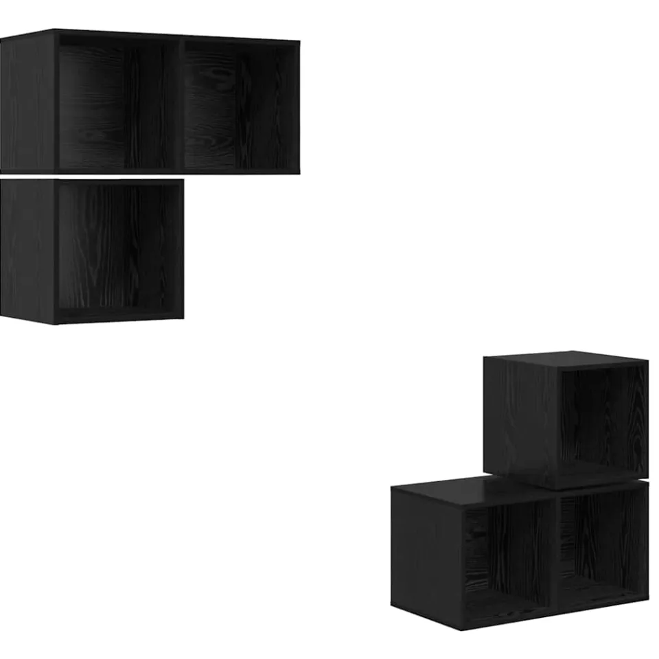 vidaXL Tv-meubelset 4 st 37 x 37 x 72 cm Zwart Eiken, foto 3