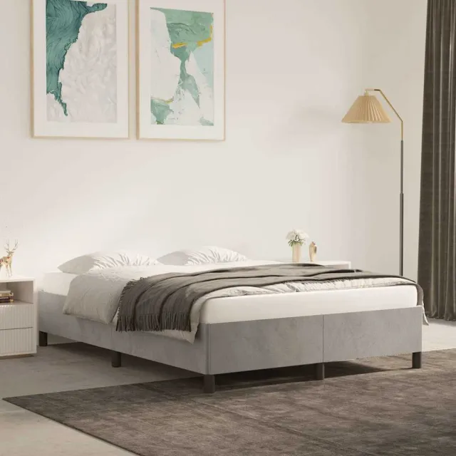 vidaXL Bedframe zonder matras 140x190 cm fluweel lichtgrijs