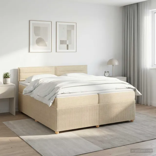 vidaXL Boxspringbed met matras Crèmekleurig 200 x 200 cm Stof