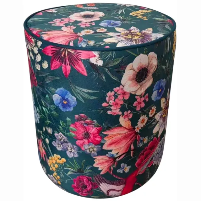 Mars & More Poef fluweel Imelda blauw 35x35x40cm Multi