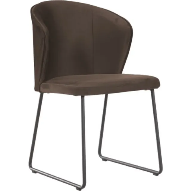 Soof & Tess Soof&Tess - Set van 6 - Amalfi Eetkamerstoel - Bruin- Fluweel - Velvet - Industrieel - Met armleuning - Easy Clean Stoffen - Hoge Kwaliteit