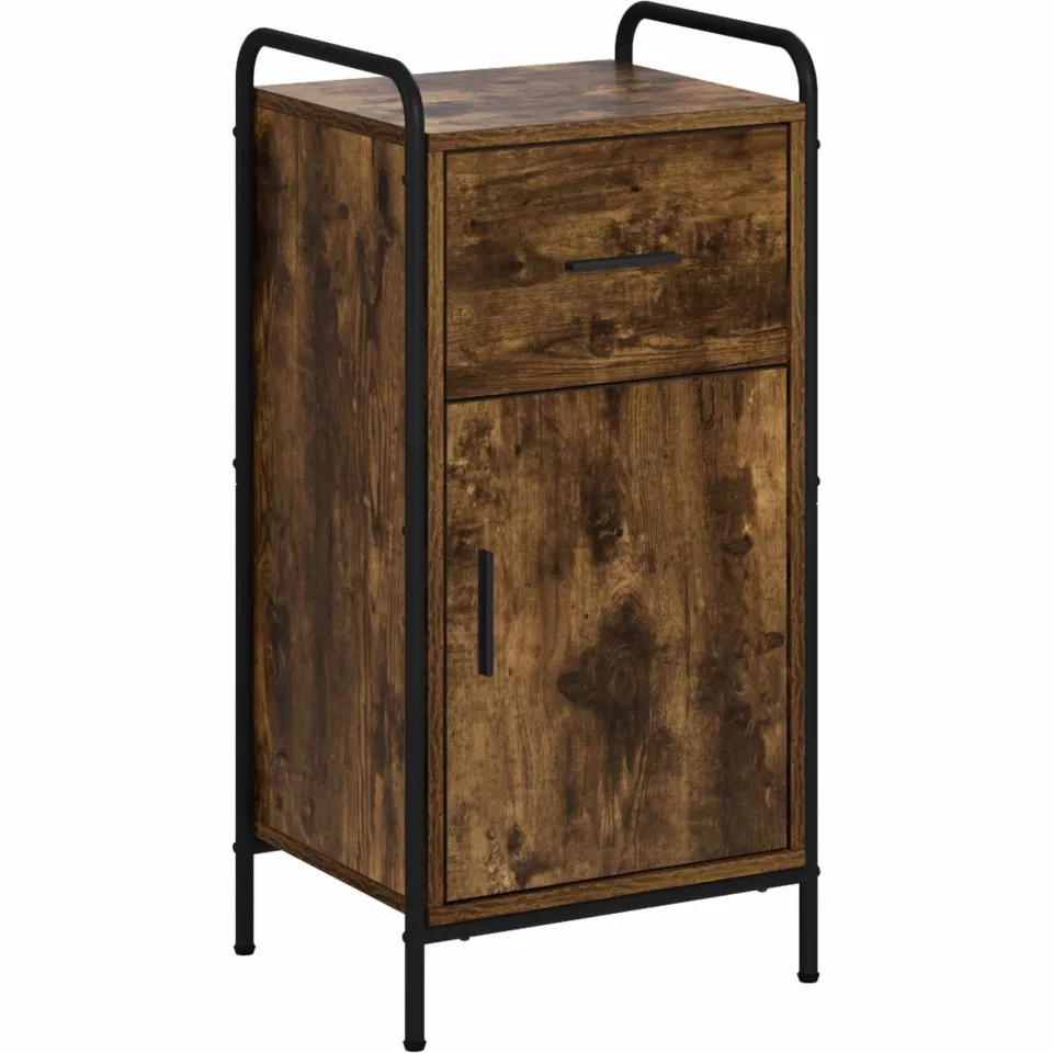 vidaXL Dressoir Gerookt eiken 97 x 33 x 81 cm Bewerkt hout, foto 3