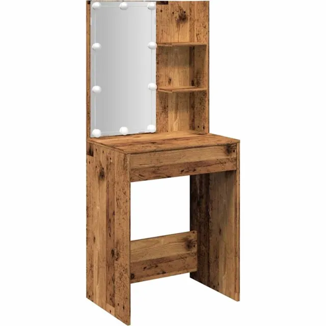 vidaXL Kaptafel - met - LED-verlichting - 60x40x140 - cm - oud - houtkleurig oud hout