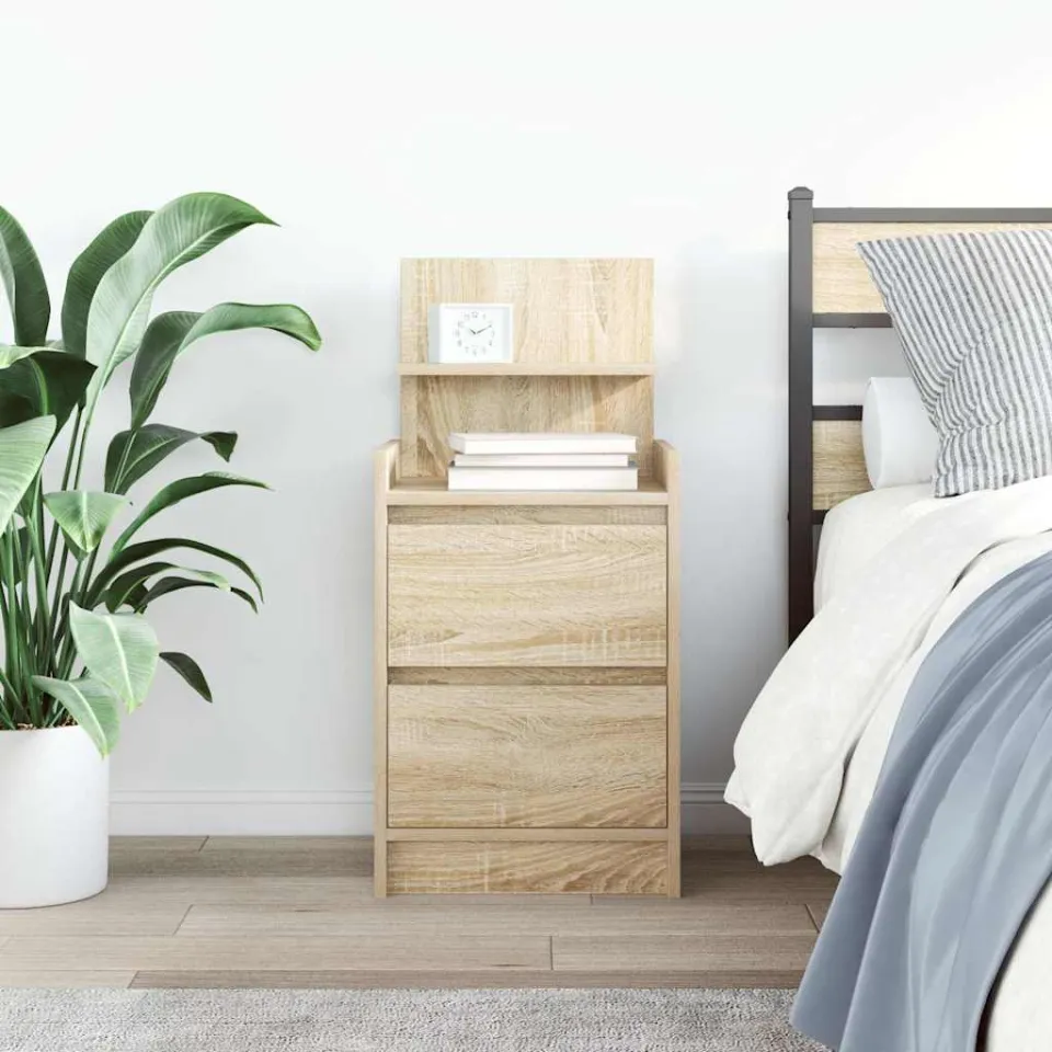vidaXL Nachtkastje met 2 lades 38x34x80 cm sonoma eikenkleurig, foto 3