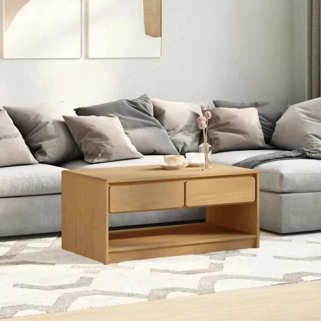 vidaXL Salontafel SAUDA 99x55x45 cm massief grenenhout eikenkleurig, foto 2