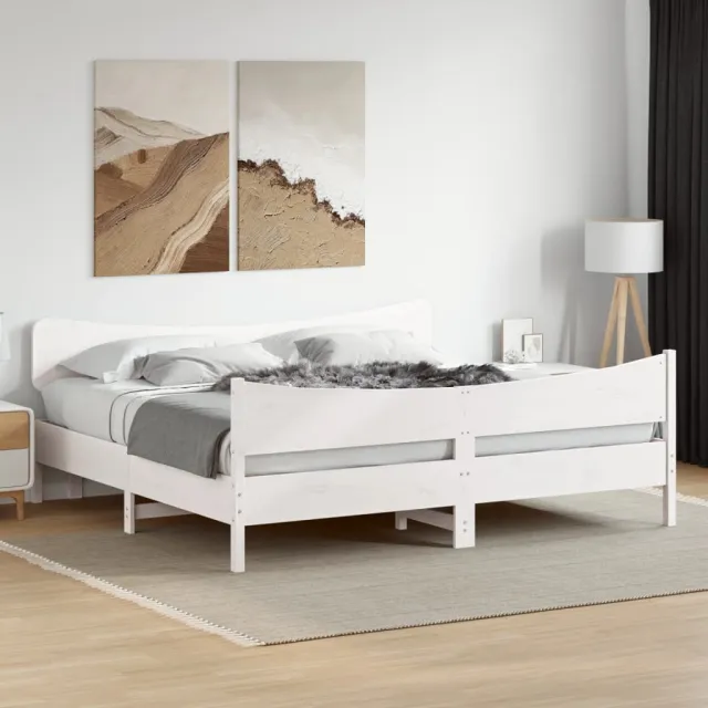 vidaXL Bedframe zonder matras massief grenenhout wit 200x200 cm