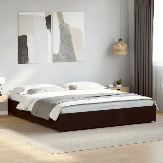 vidaXL Bedframe bewerkt hout metaal zwart 160x200 cm
