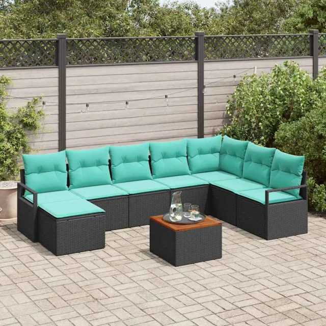vidaXL Tuinbankenset 9 st Zwart poly rattan