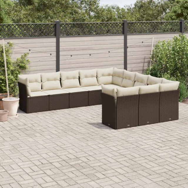 vidaXL 11-delige Loungeset met kussens poly rattan bruin, foto 2