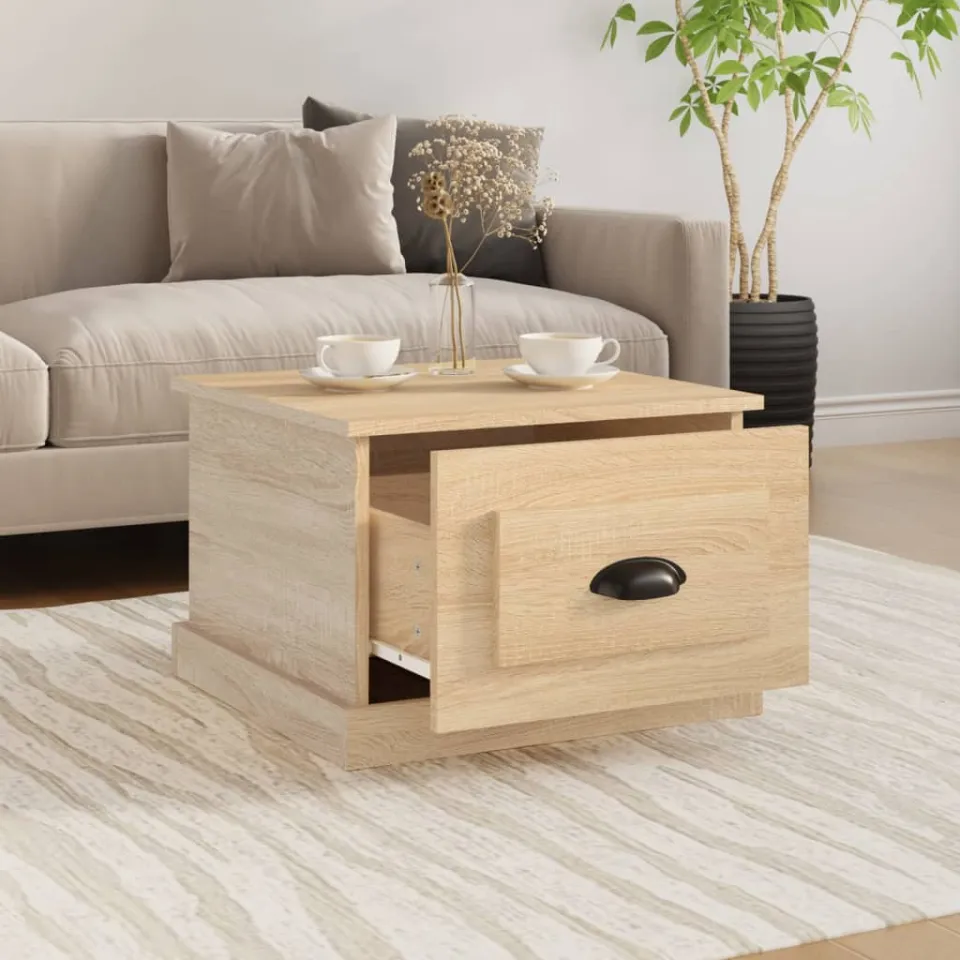 vidaXL Salontafel 50x50x35 cm bewerkt hout sonoma eikenkleurig, foto 3
