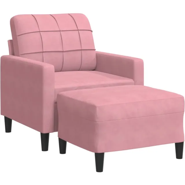 vidaXL Fauteuil - met - voetenbank - 60 - cm - fluweel - roze