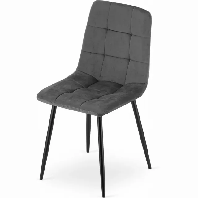 Viking Choice KARA - Velvet eetkamerstoel - donkergrijs - set van 4 eetstoelen