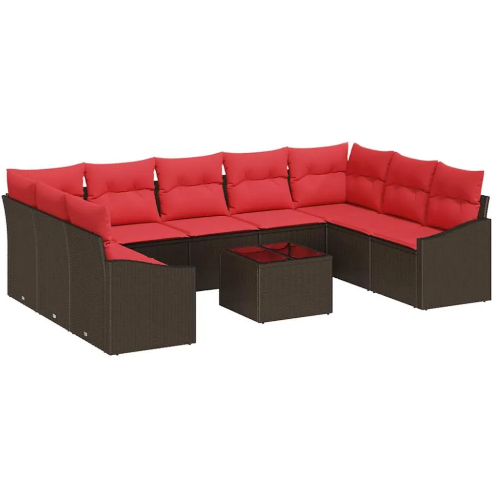 vidaXL Bankstel 10 st Bruin poly rattan, foto 4