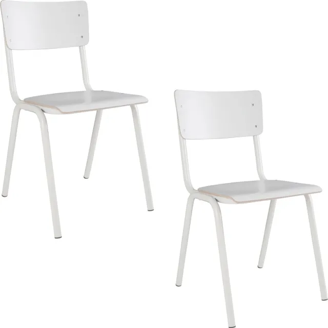 Zuiver Back To School Eetkamerstoelen HPL Wit - Set van 4