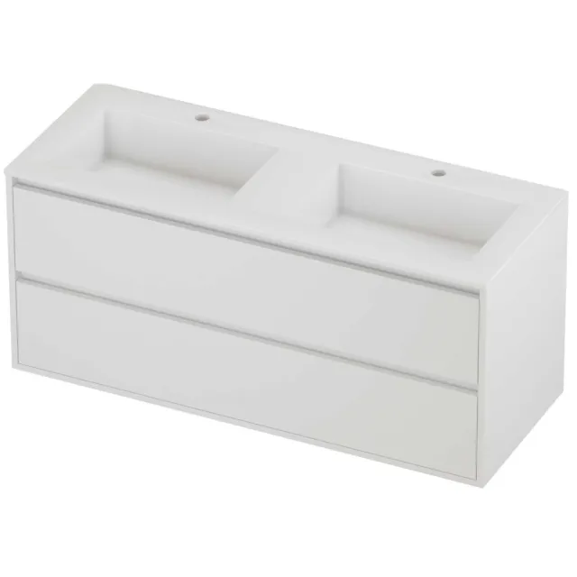 Proline Aristo Badmeubelset Polystone Elegant 2 Gaten 120x46x54 cm Glans Wit Mat White Mat Wit