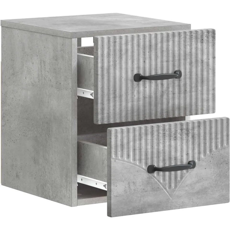 vidaXL Wandbeugel Bedkast Betongrijs 34,5 x 33 x 40 cm Bewerkt hout grijs, foto 4