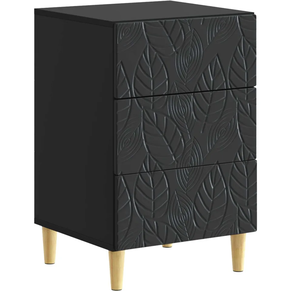 vidaXL Nachtkastje Zwart 43 x 41 x 66,5 cm Bewerkt hout