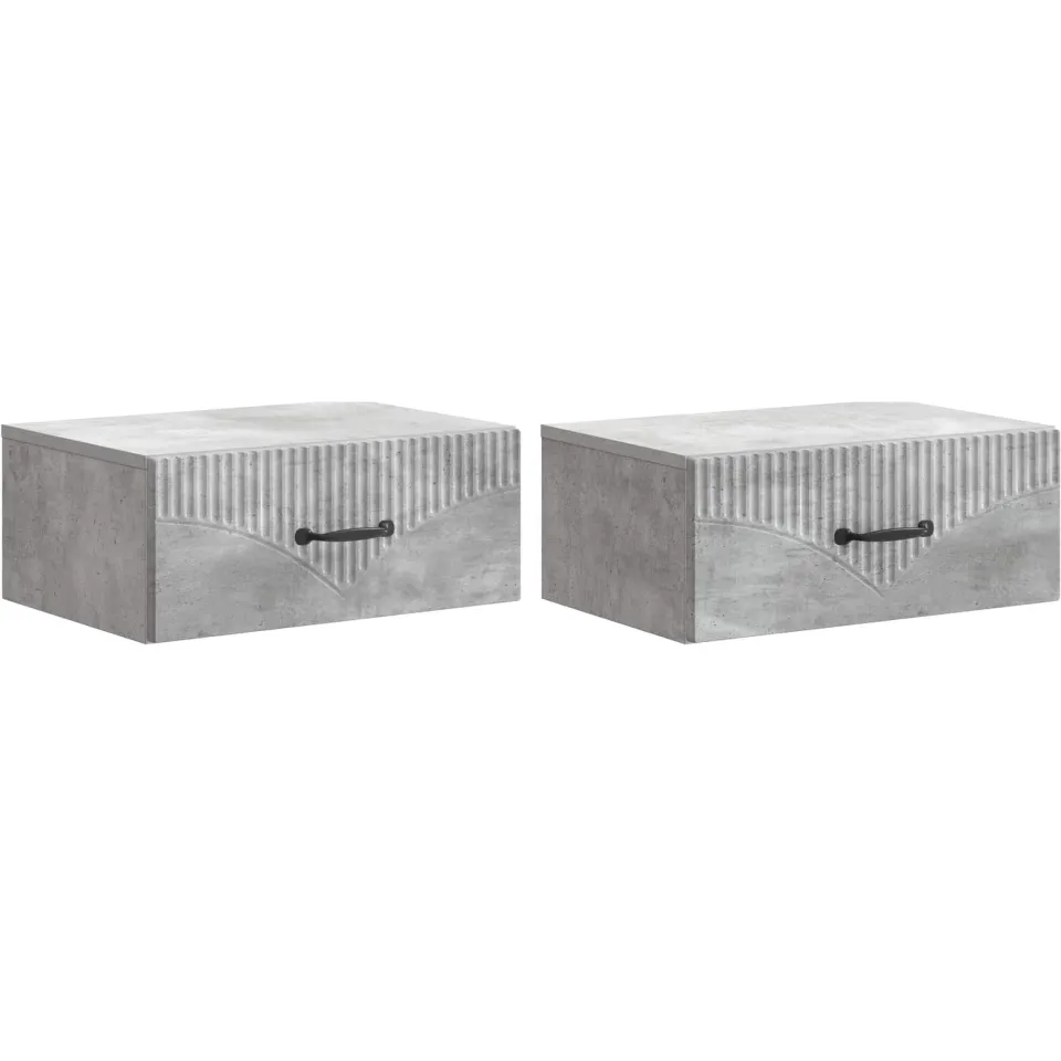 vidaXL Wandbeugel Bedkast 2 st Betongrijs 49 x 34,5 x 20 cm grijs, foto 3