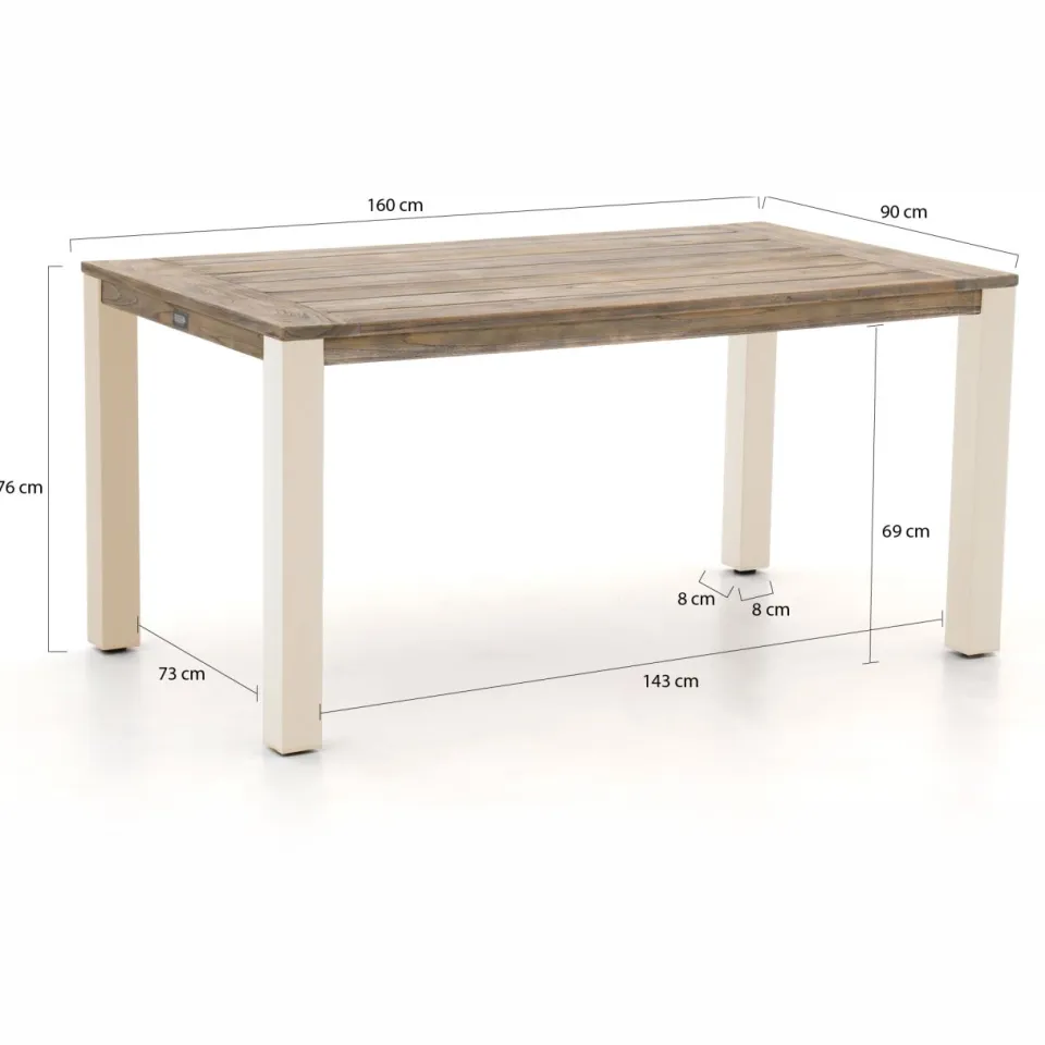 Manifesto Furniture Manifesto Talvullia/ROUGH-S 160cm dining tuinset 5-delig stapelbaar grijs, foto 3