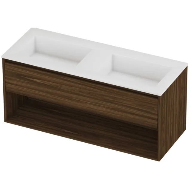 Proline Aristo Badmeubelset Polystone Elegant 120x46x54 cm Glans Wit Cabana Oak Eiken