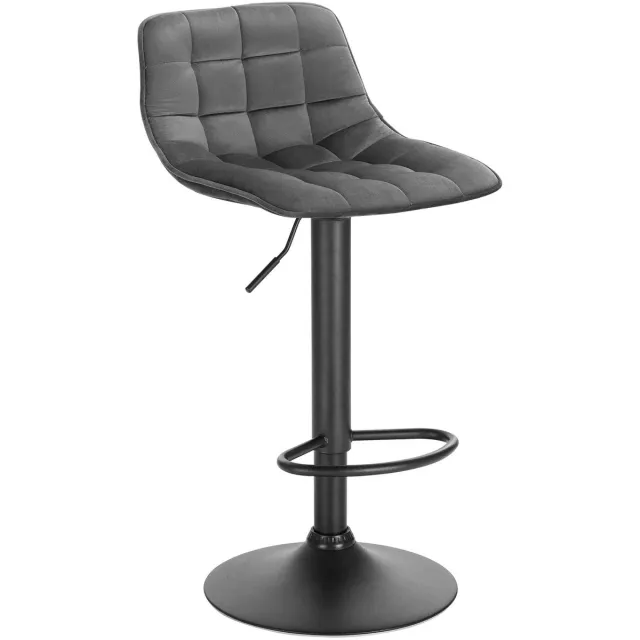 Allero Barkruk - Barkrukken - Fluweel - Donkergrijs - Draagvermogen 100 KG - Zitdiepte 35 cm - Totale hoogte ca.82,5-104 cm