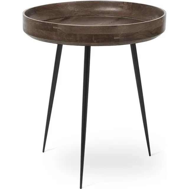 Mater Bowl table M - sirka grey stained mango wood - steel legs D46cm / H52cm bruin/grijs