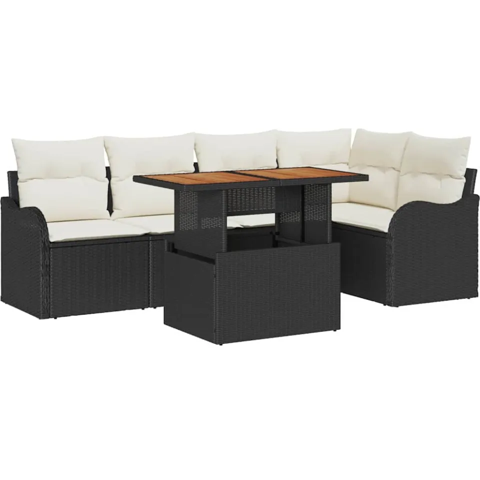 vidaXL Tuin Sofa Set 6 st Zwart Poly riet