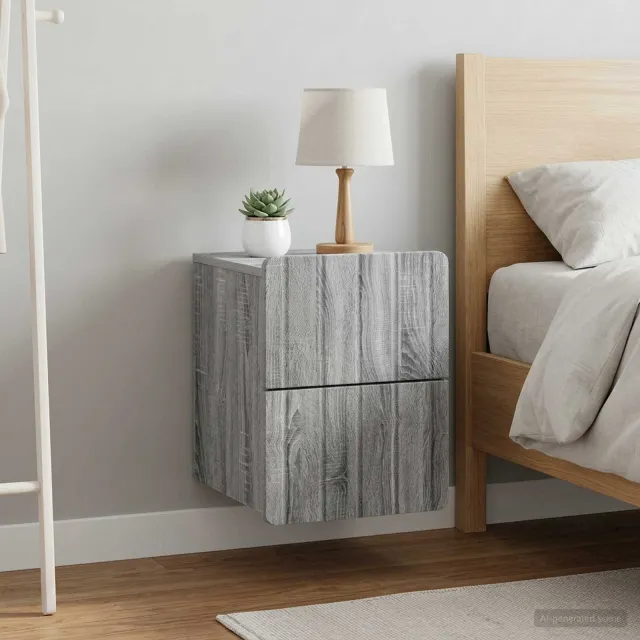 vidaXL Wandbeugel Bedkast 2 st Grijs sonoma 33 x 34,5 x 43 cm, foto 2