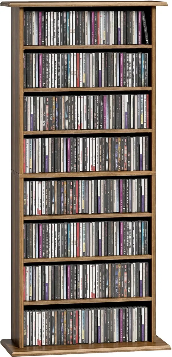 Homcom CD-opbergunit - Spaanplaat - 58x24x126,3 cm - Walnoot