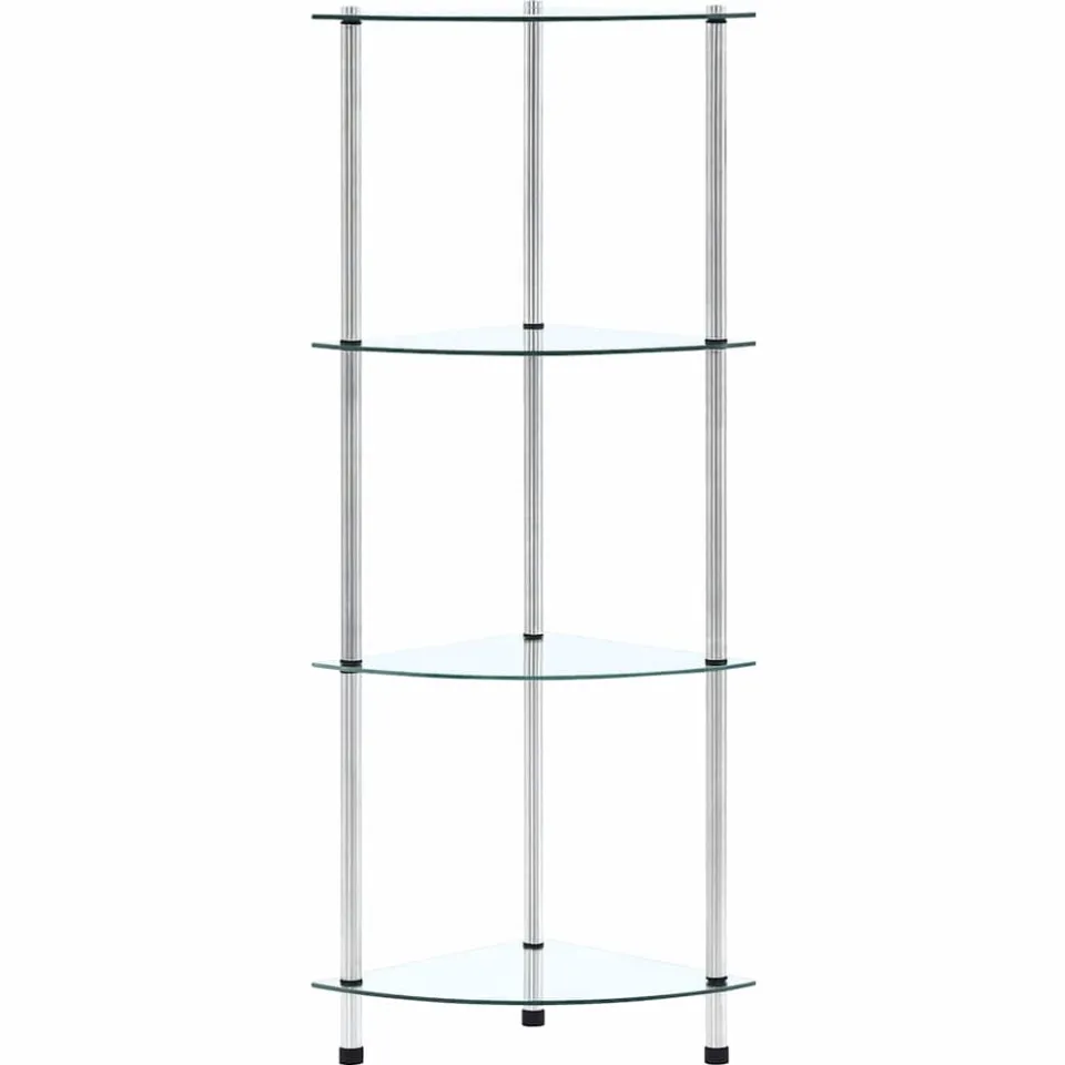 vidaXL Kastje 4-laags 30x30x100 cm gehard glas transparant transparent, foto 3