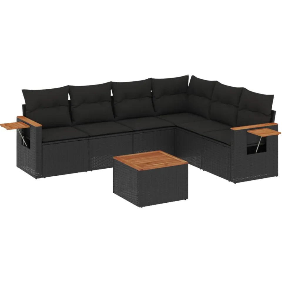 vidaXL Patio Sofa Set 6-zits Black, foto 3
