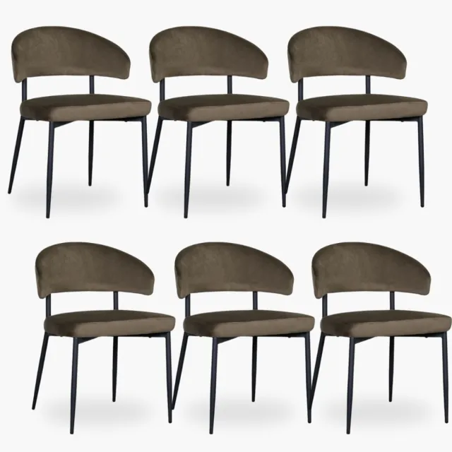 DOK 2 6x Eetkamerstoel Noa - Olive Velours - Set van 6 - Groen
