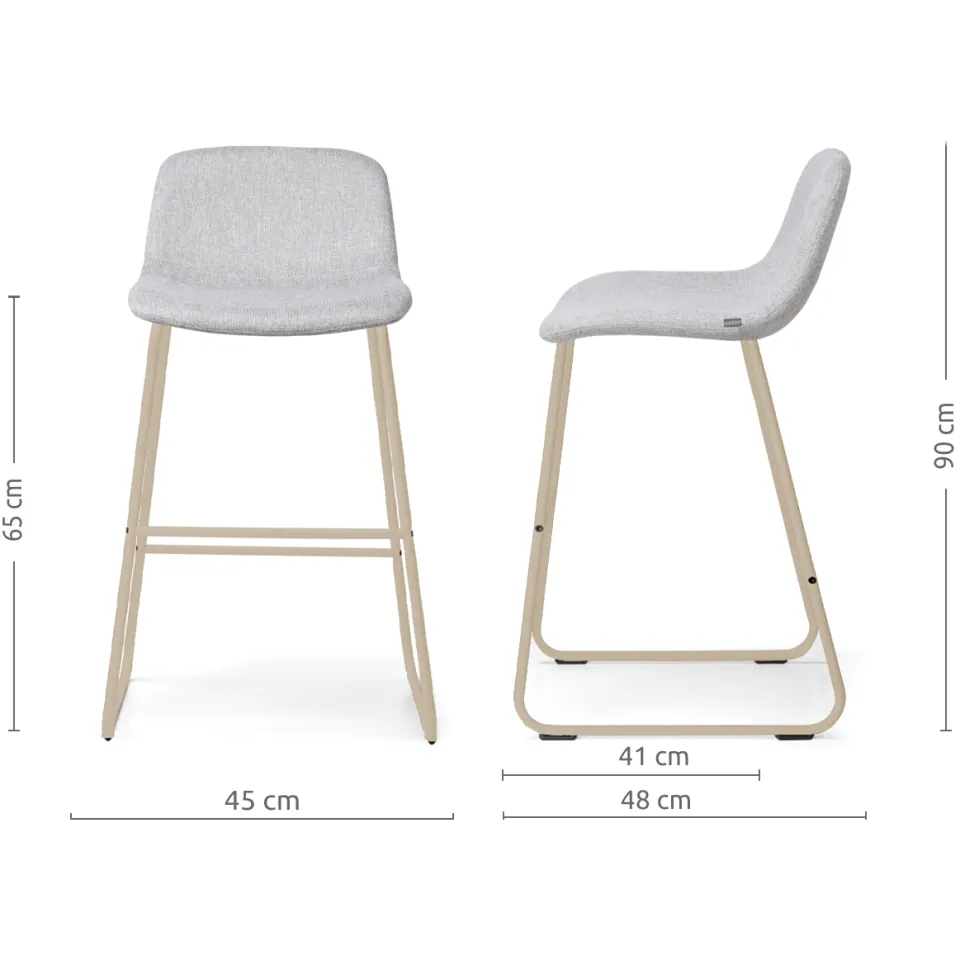 Nolon Nino-Mats barkruk lichtgrijs - beige onderstel - 65 cm, foto 3