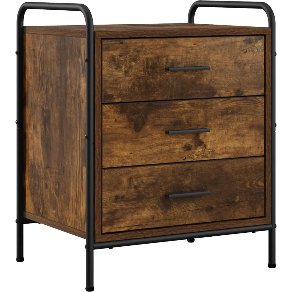 vidaXL Nachtkastje 2 st Gerookt eiken 48 x 36,5 x 60 cm Bewerkt hout Bruin