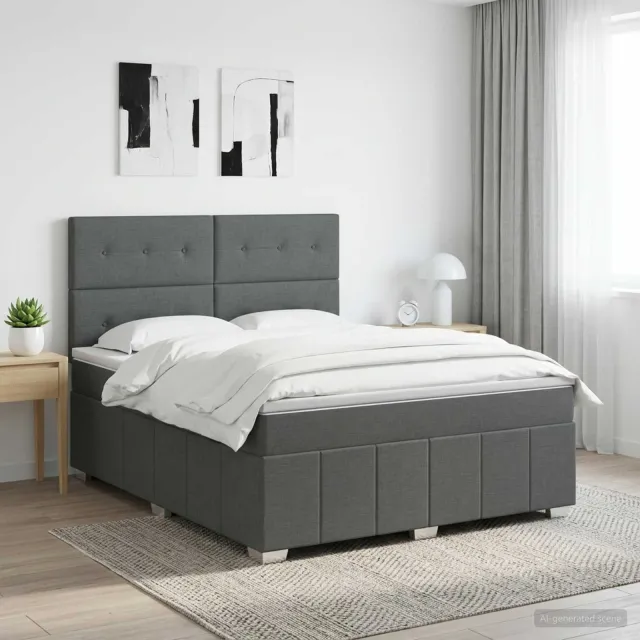 vidaXL Boxspringbed met matras Donkergrijs 140 x 200 cm Stof
