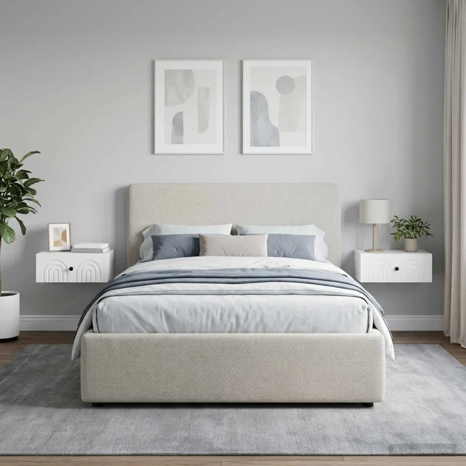 vidaXL Wandbeugel Bedkast 2 st Wit 49 x 34,5 x 20 cm Bewerkt hout, foto 4