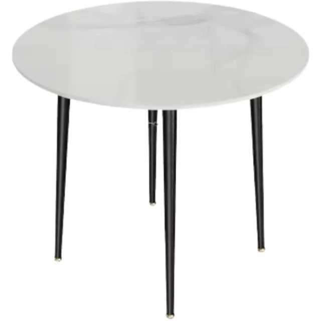 Bolt Edge Ronde Eettafel Marmer - Eetkamertafel - Voor Eetkamer of restaurant - 80 cm - 4 personen - Grijs Wit